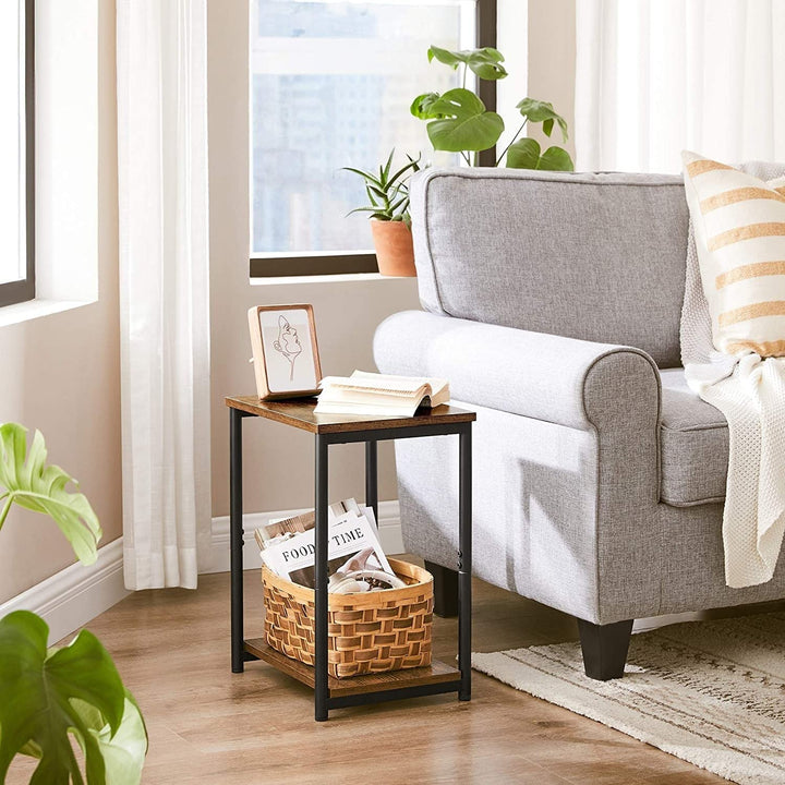 Vintage End Tables Set of 2 Side with Storage Shelf and Steel Frame for Living - Diamond Home USA