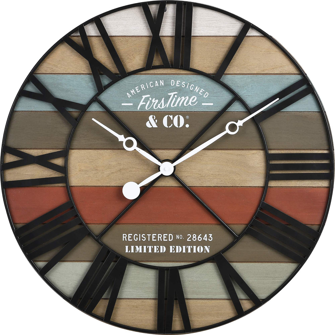 FirsTime & Co.® Colorful Maritime Farmhouse Planks Clock American Crafted - Diamond Home USA