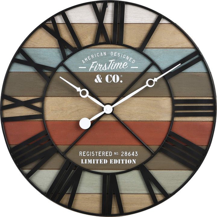 FirsTime & Co.® Colorful Maritime Farmhouse Planks Clock American Crafted - Diamond Home USA