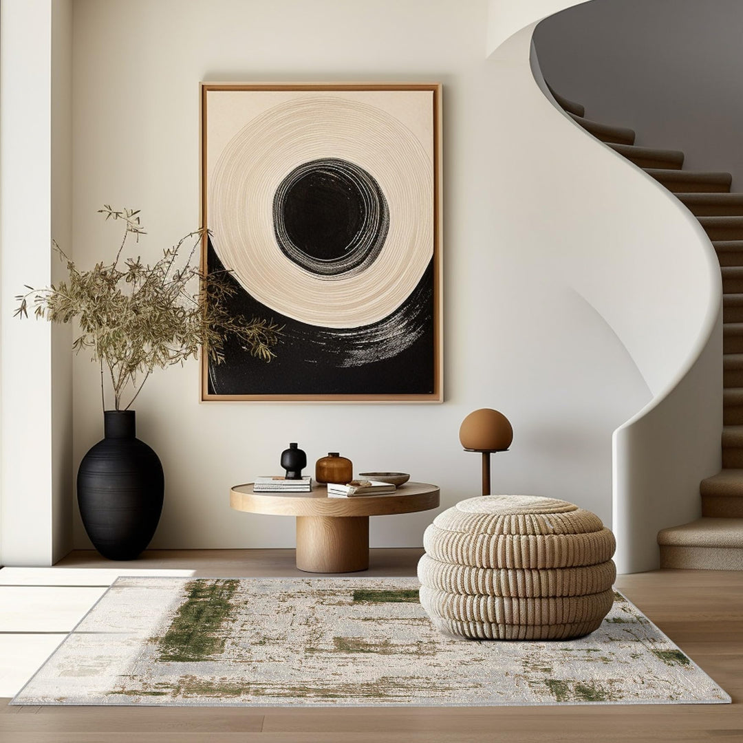 RUG BRANCH Vogue Contemporary Abstract Green Beige Indoor Area Rug for Living 6'6" X 9'6" - Diamond Home USA