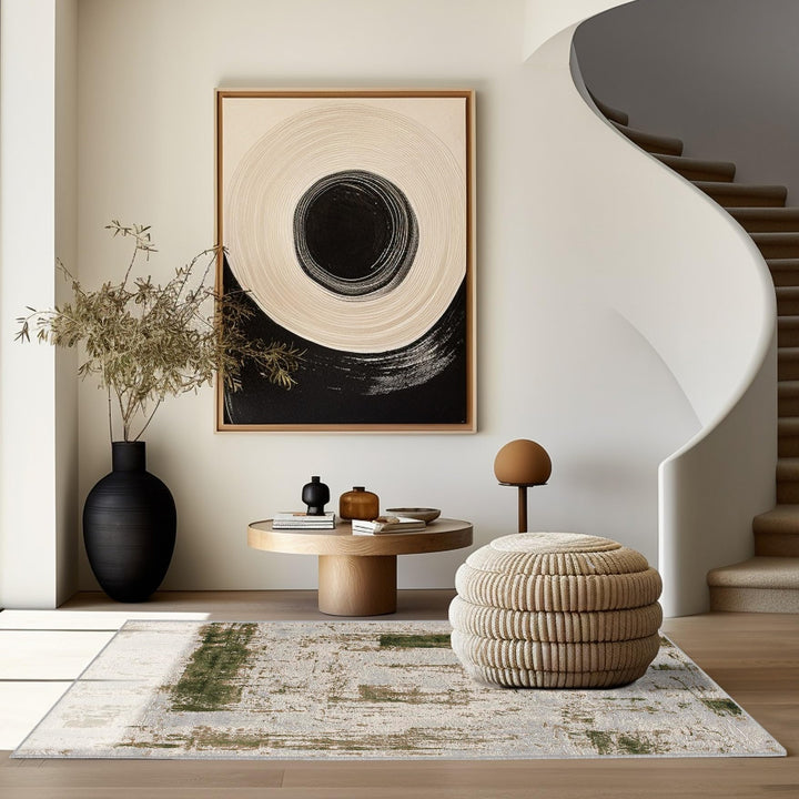 RUG BRANCH Vogue Contemporary Abstract Green Beige Indoor Area Rug for Living 6'6" X 9'6" - Diamond Home USA