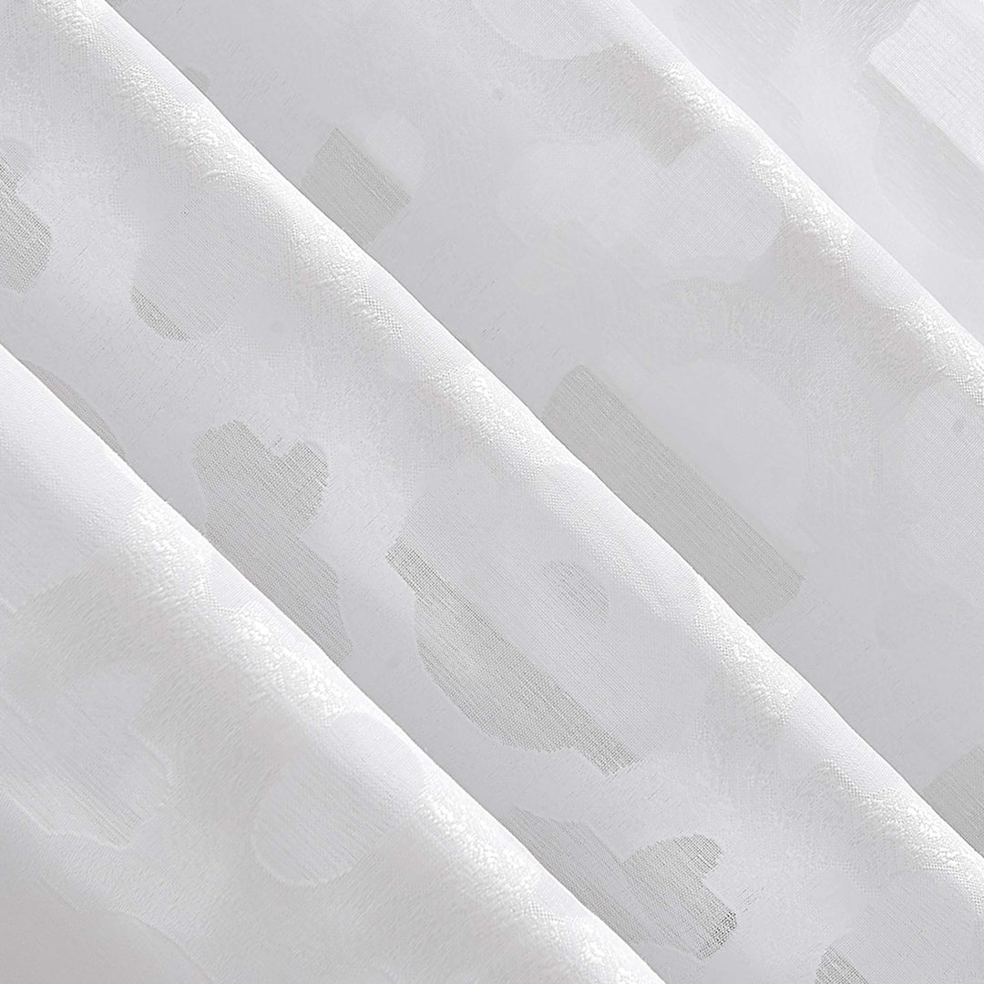 No. 918 Yvette Trellis Jacquard Sheer Rod Pocket Curtain Panel 52" x 63" White - Diamond Home USA