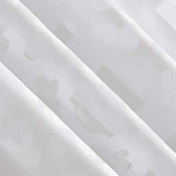No. 918 Yvette Trellis Jacquard Sheer Rod Pocket Curtain Panel 52" x 63" White - Diamond Home USA