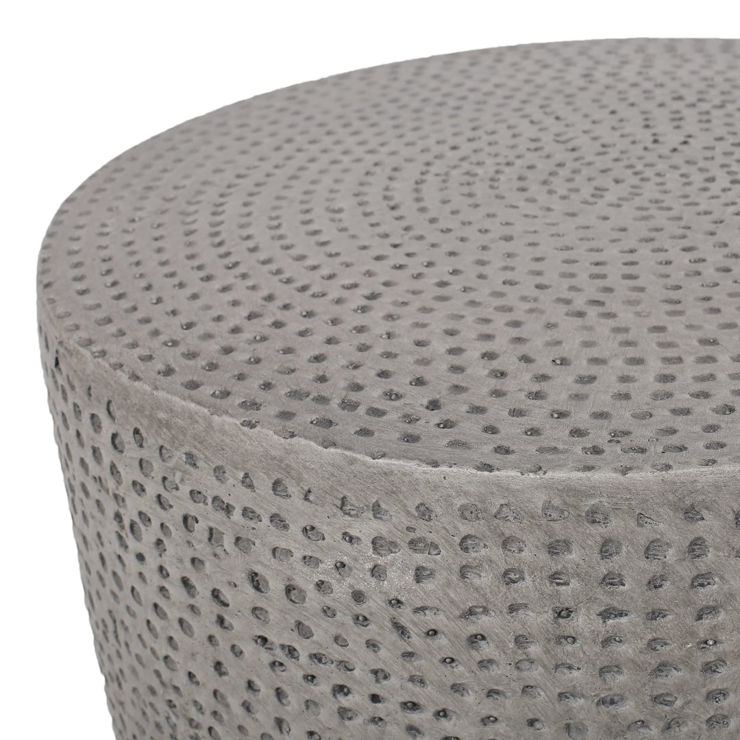 Outdoor Lightweight Concrete Side Table Grey Modern Contemporary Round Water - Diamond Home USA