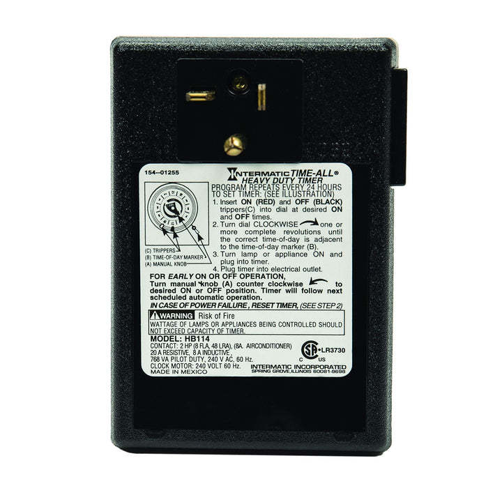 Intermatic HB114 Heavy-Duty Plug-in Air Conditioner and Appliance 240 VAC Timer - Diamond Home USA
