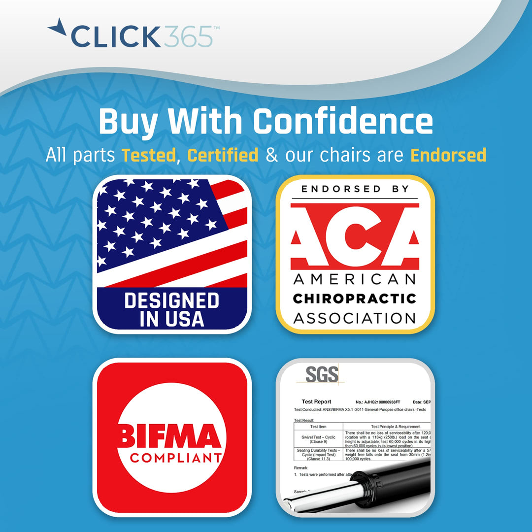 Click365 Transform 2.0 Extra Comfort Mid Back Desk Chair with Padded armrests Grey Fabric - Diamond Home USA