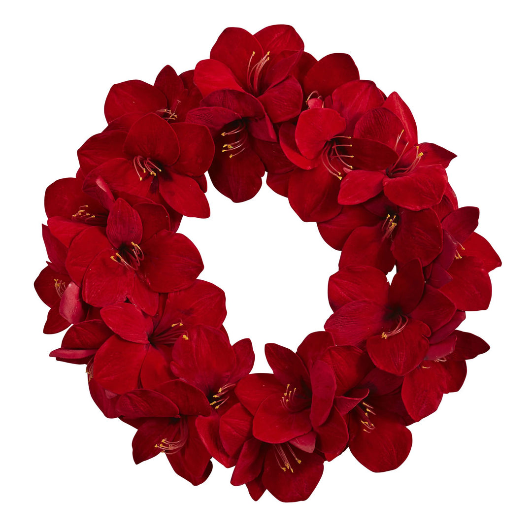 Nearly Natural 22in. Artificial Amaryllis Wreath