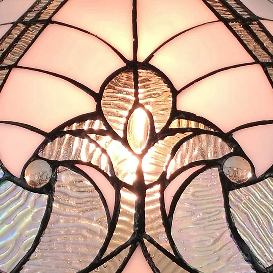 Tiffany Style Hanging Pendant Lamp 16" Wide Floral Stained Glass White Grey - Diamond Home USA