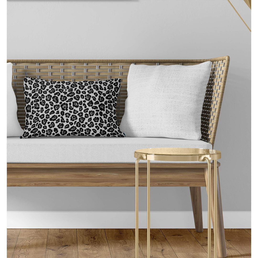 Leopard Print Black Lumbar Pillow Black Animal Modern Contemporary Polyester - Diamond Home USA