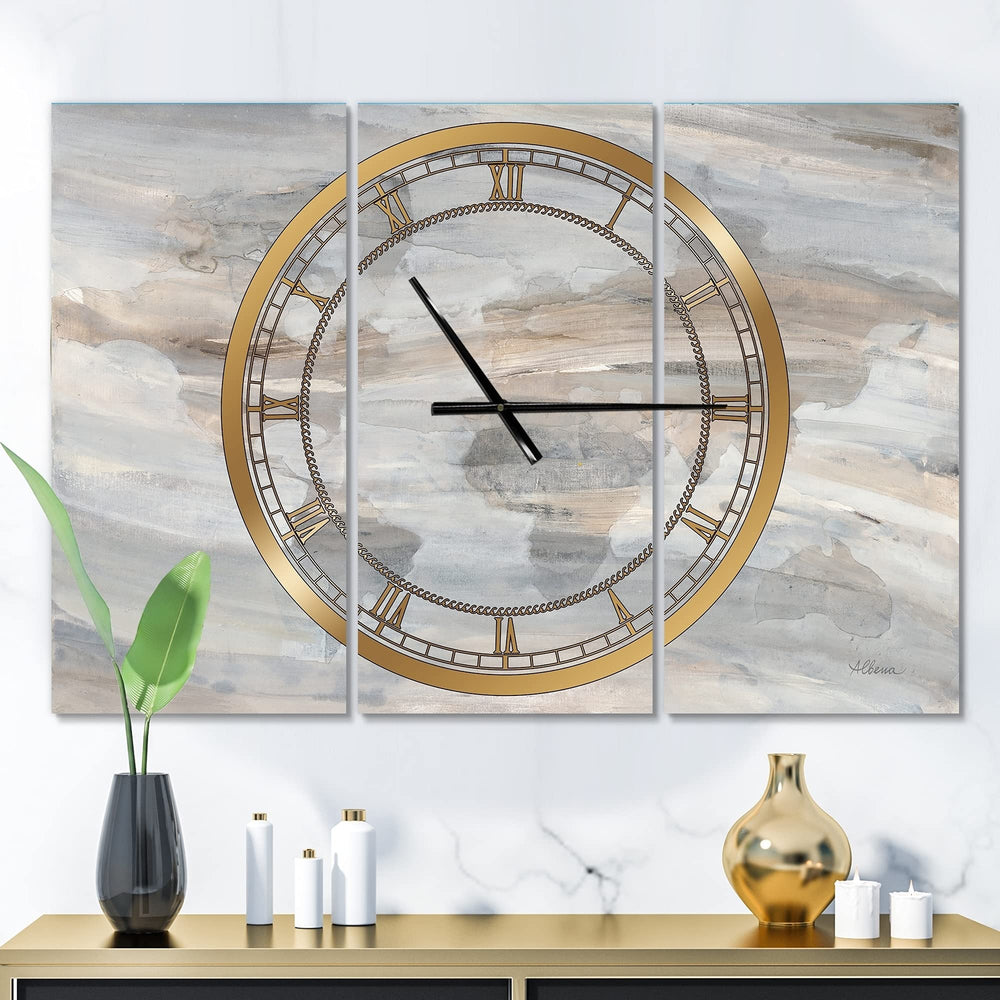 Desgn Art Desgnart 'Msty World Map' Glam 3 Panels Overszed Wall Clock - 36 - Diamond Home USA