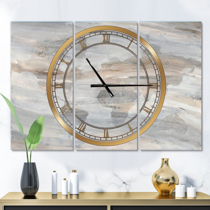 Desgn Art Desgnart 'Msty World Map' Glam 3 Panels Overszed Wall Clock - 36 - Diamond Home USA