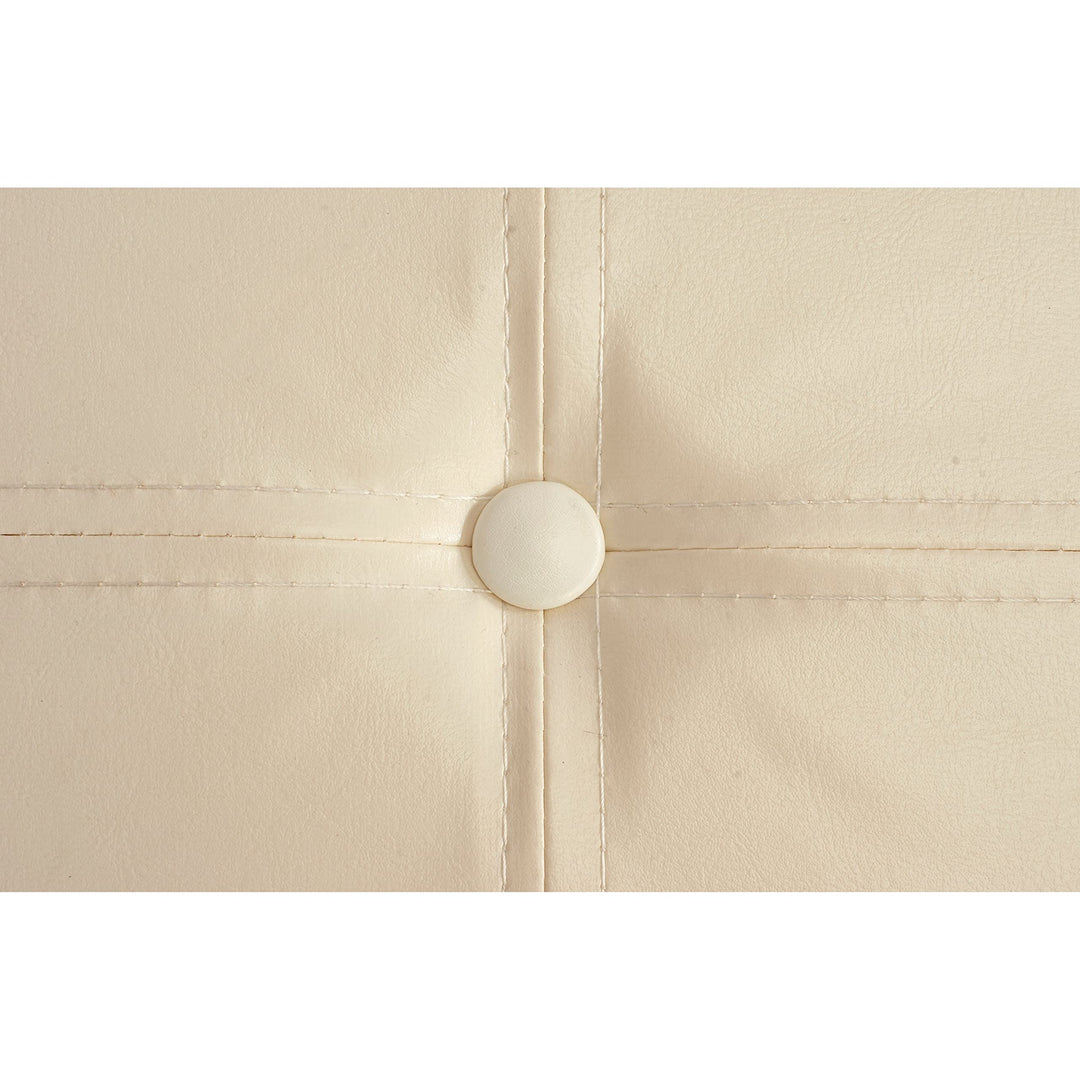 Ivory Leather Folding Storage Ottoman Cube 15" X Off/White MDF Plastic No - Diamond Home USA