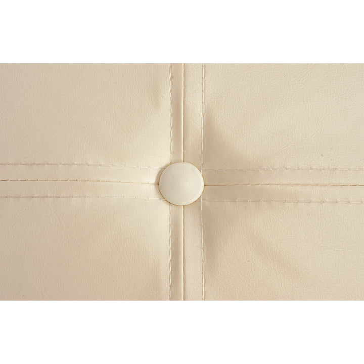 Ivory Leather Folding Storage Ottoman Cube 15" X Off/White MDF Plastic No - Diamond Home USA