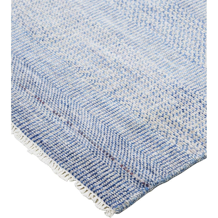 2' X 3' Blue and Silver Wool Striped Hand Knotted Area Rug X Stripe Modern