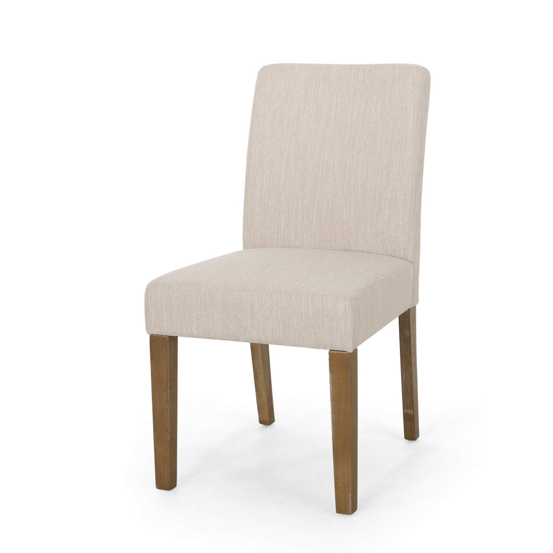 Christopher Knight Home Kuna Contemporary Upholstered Dining Chair (Set of 2) Beige + Weathered - Diamond Home USA