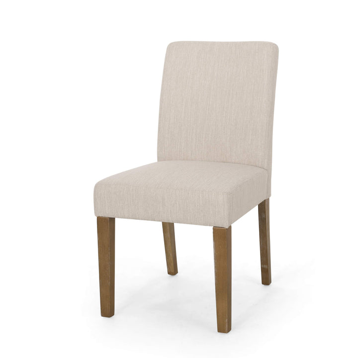 Christopher Knight Home Kuna Contemporary Upholstered Dining Chair (Set of 2) Beige + Weathered - Diamond Home USA