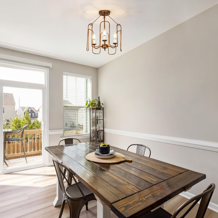 Mid-century Modern French Country 4-light Drum Ceiling Lights Wheel Semi-flush - Diamond Home USA