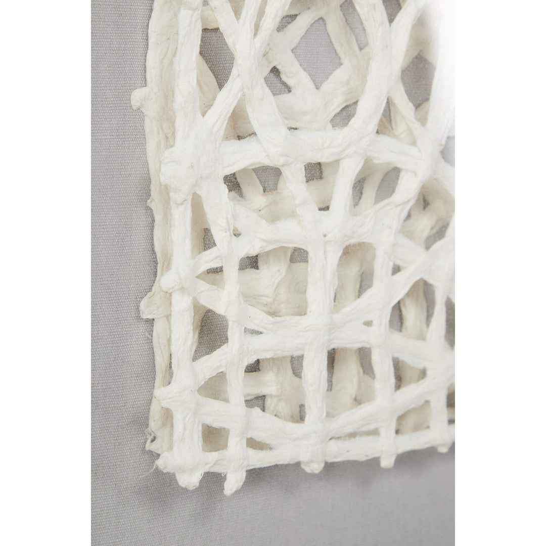 23.5" White Hand-Cut Paper Abstract Art Shadow Box in Square Frame 24 X 1 Gold - Diamond Home USA