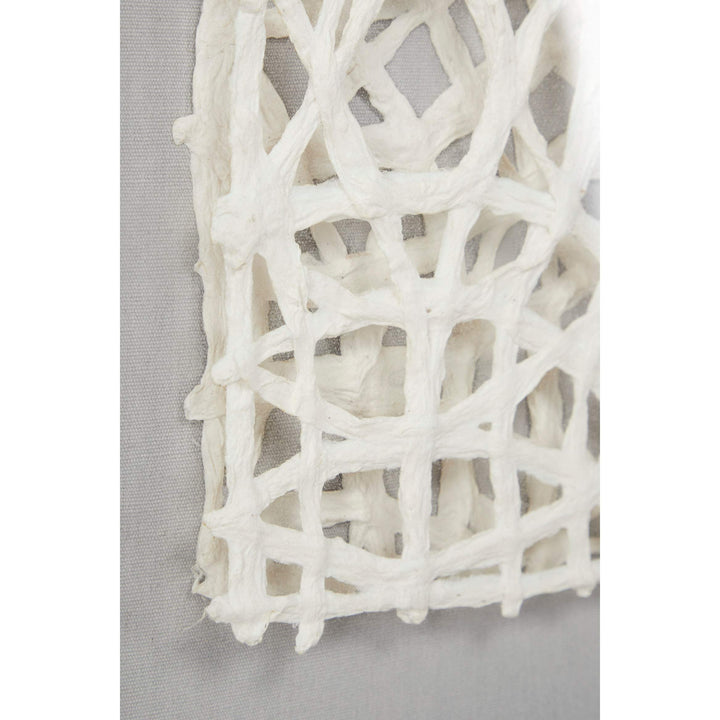 23.5" White Hand-Cut Paper Abstract Art Shadow Box in Square Frame 24 X 1 Gold - Diamond Home USA