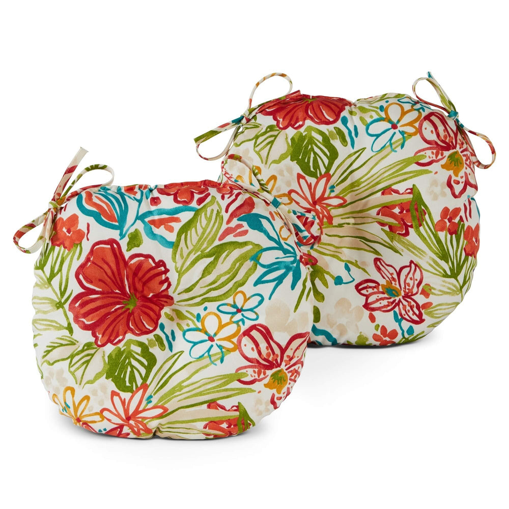 Floral Outdoor 15-inch Bistro Chair Cushion (Set of 2) Multi Color Casual - Diamond Home USA