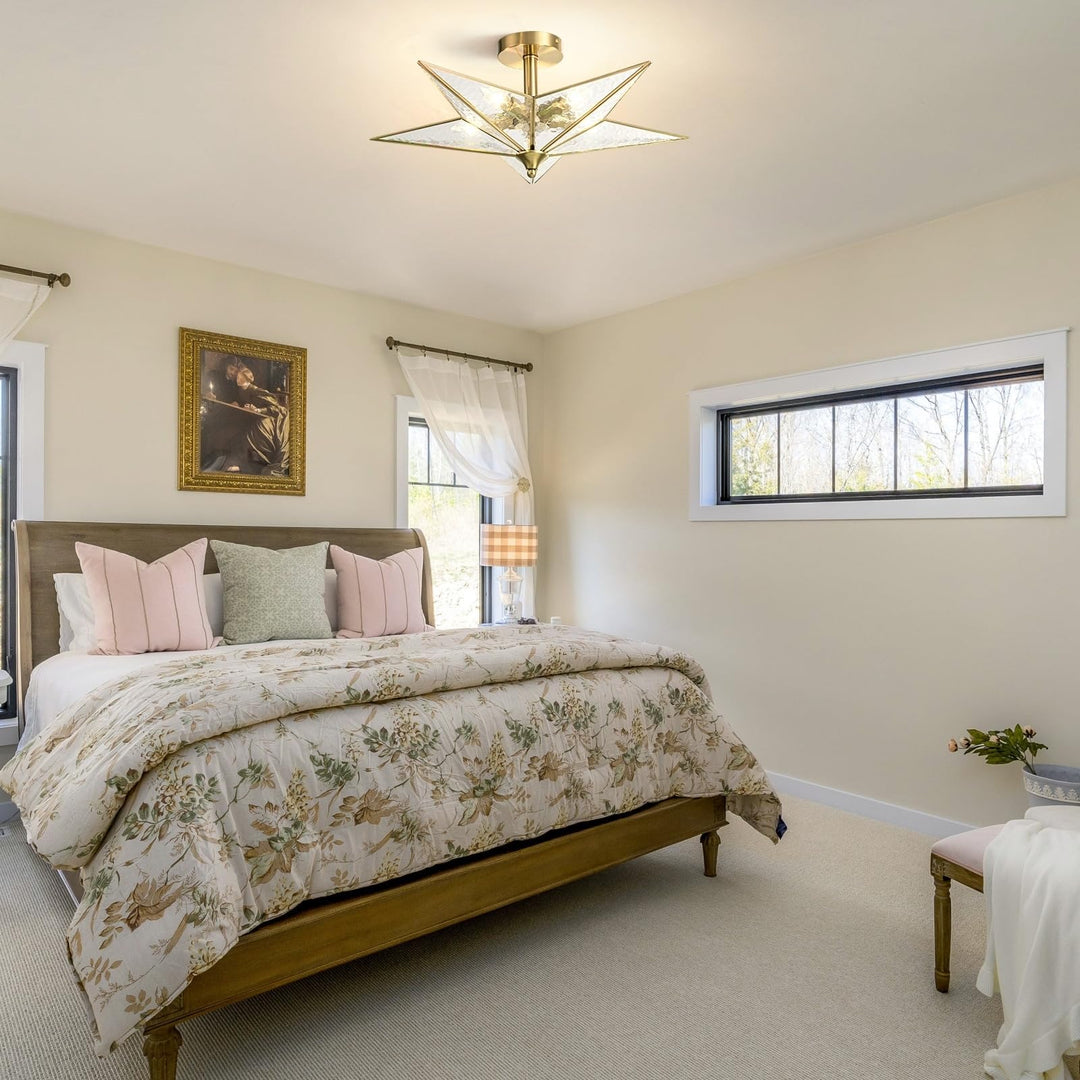 Star Semi Flush Mount 5-Light 23'' Gold Modern Contemporary Glass - Diamond Home USA