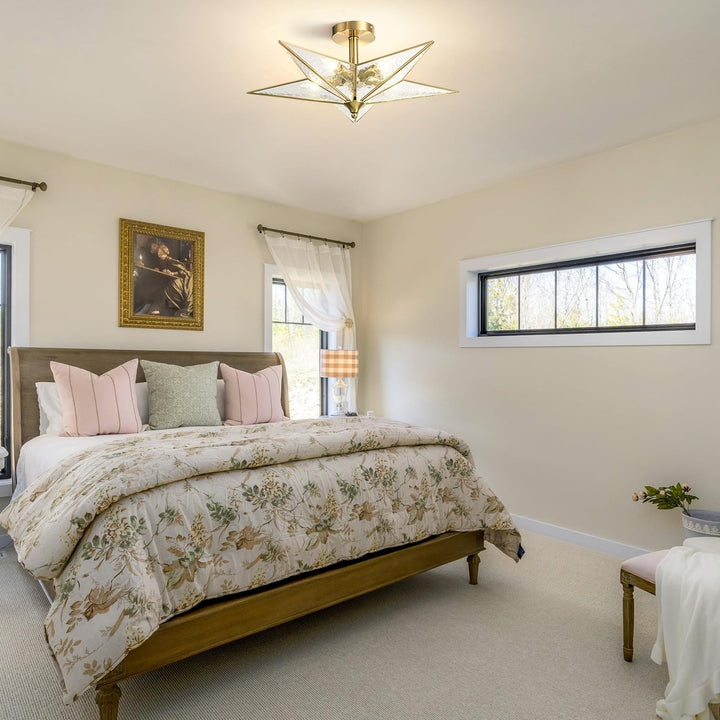 Star Semi Flush Mount 5-Light 23'' Gold Modern Contemporary Glass - Diamond Home USA