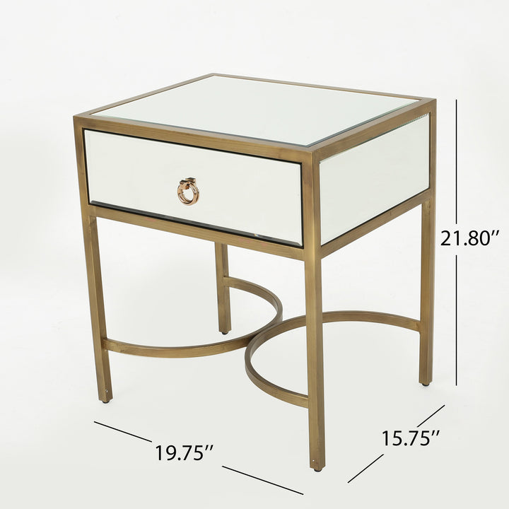 Christopher Knight Home Siryen Modern Mirror Finished Side Table with Gold - Diamond Home USA