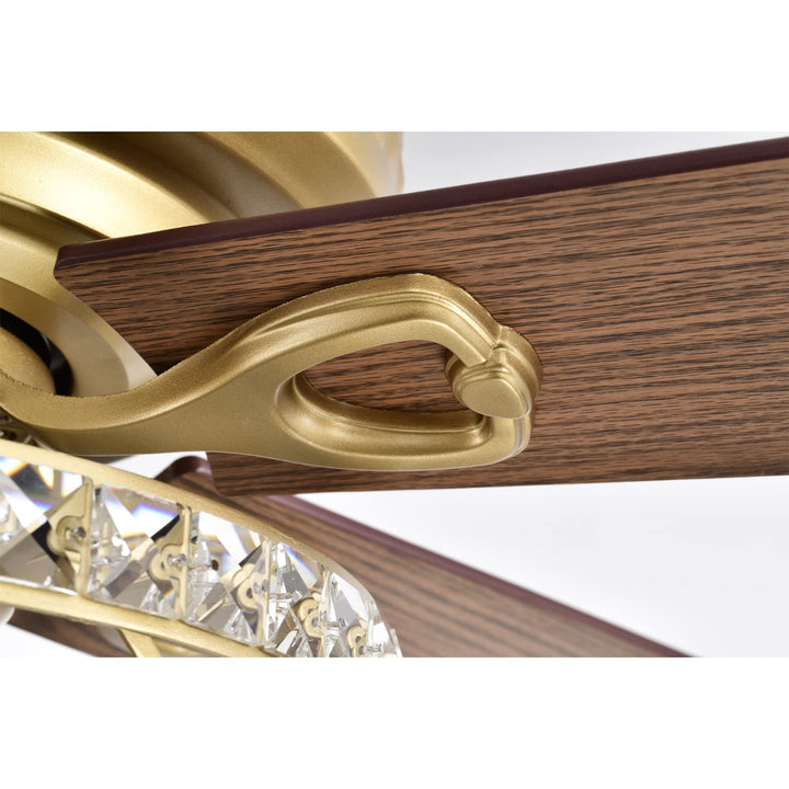 Warehouse of Tiffany Adsila 52 Inch Matte Gold Glam Crsytal Ceiling Fan with - Diamond Home USA