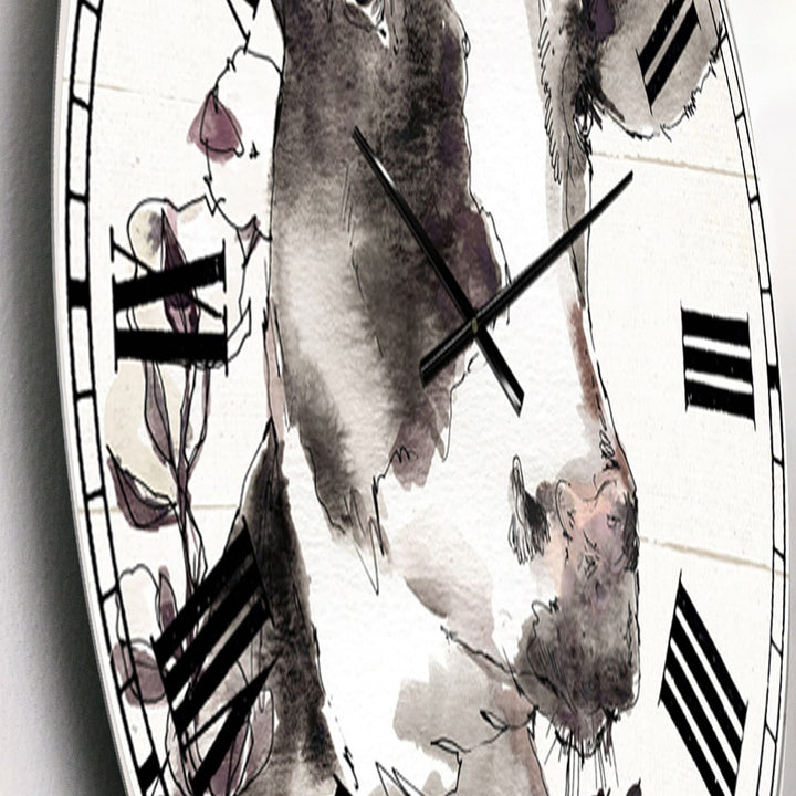 Design Art Designart 'Cow Portrait Country Life' Wildlife Large Wall Clock 23 - Diamond Home USA