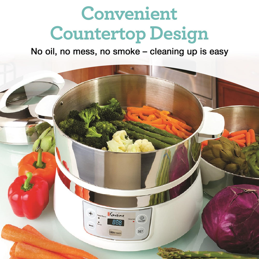 Euro Cuisine FS2500 Electric Food Steamer Versatile Vegetable Steamer & Steam - Diamond Home USA