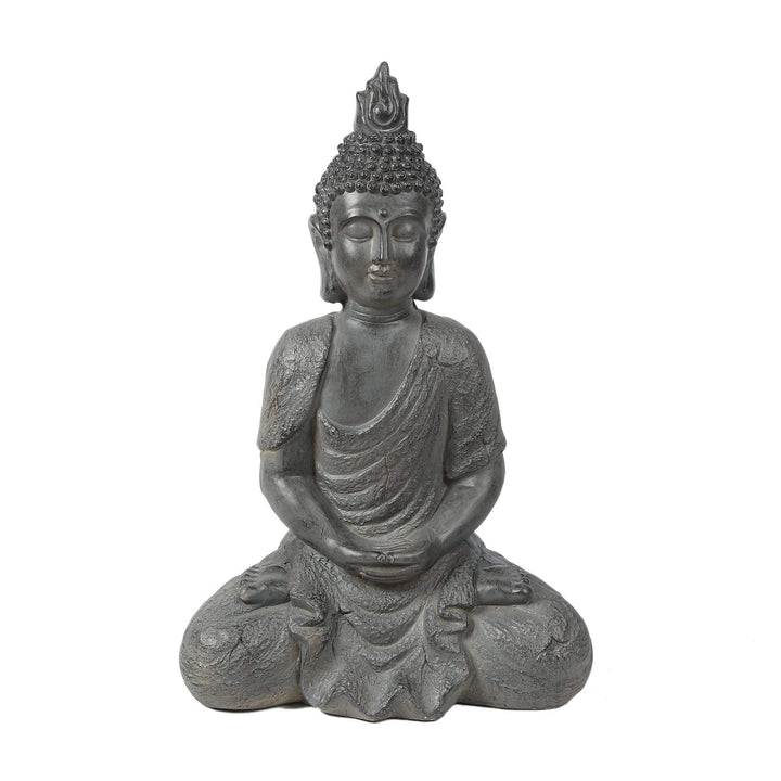 Gray Mgo 21.7in. H Meditating Buddha Garden Statue Grey Oriental Magnesium Oxide - Diamond Home USA
