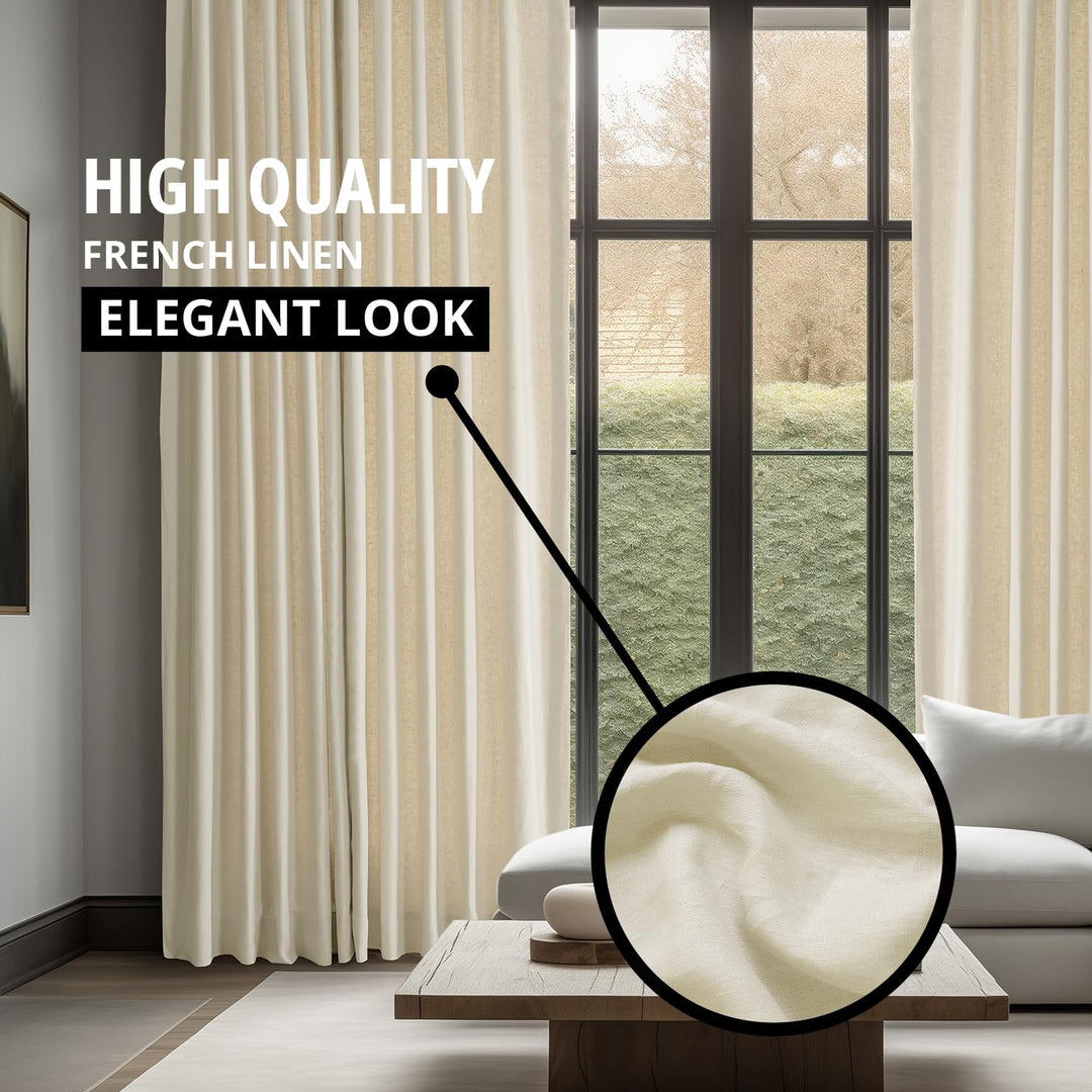 Exclusive Fabrics French Linen Room Darkening Curtains Panel - Elegant luxurious Drapes (1 Panel)