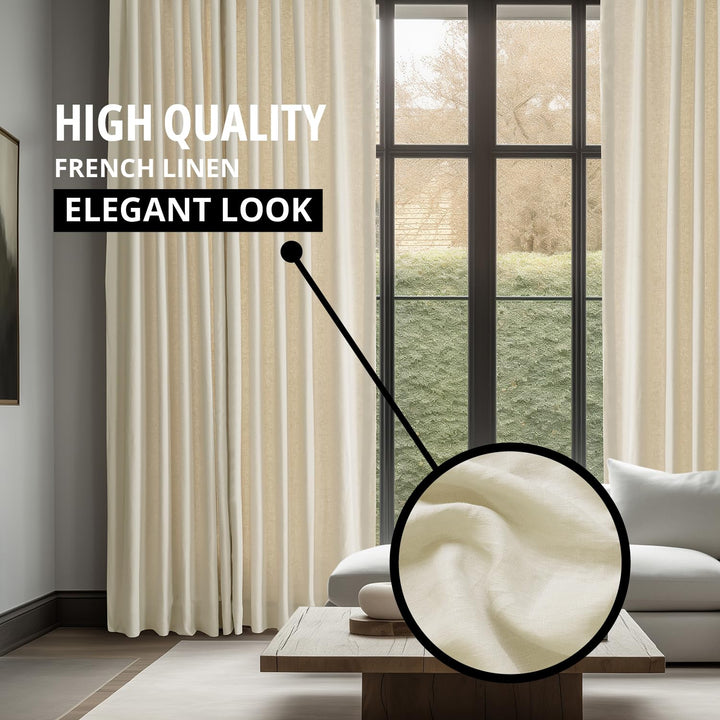 Exclusive Fabrics French Linen Room Darkening Curtains Panel - Elegant luxurious Drapes (1 Panel)