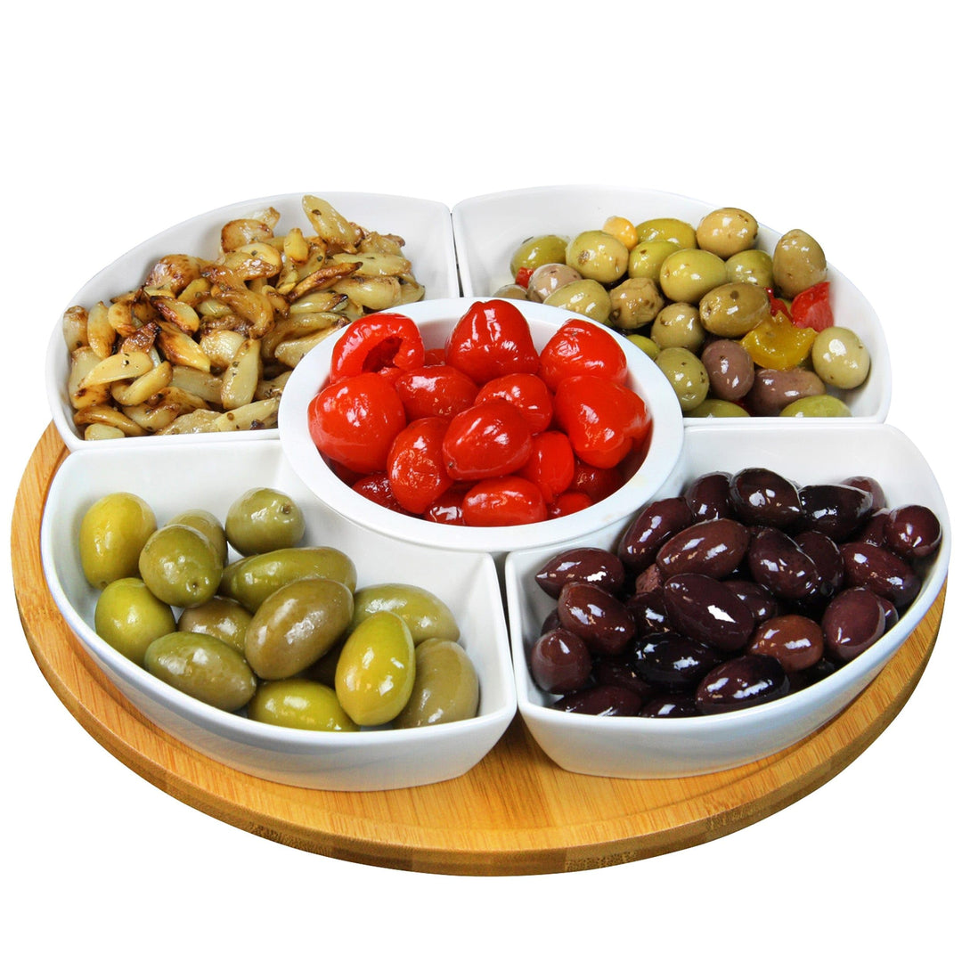 6 Piece Appetizer Serveware For Snacks And Condiments 12.25 X White Solid Casual - Diamond Home USA