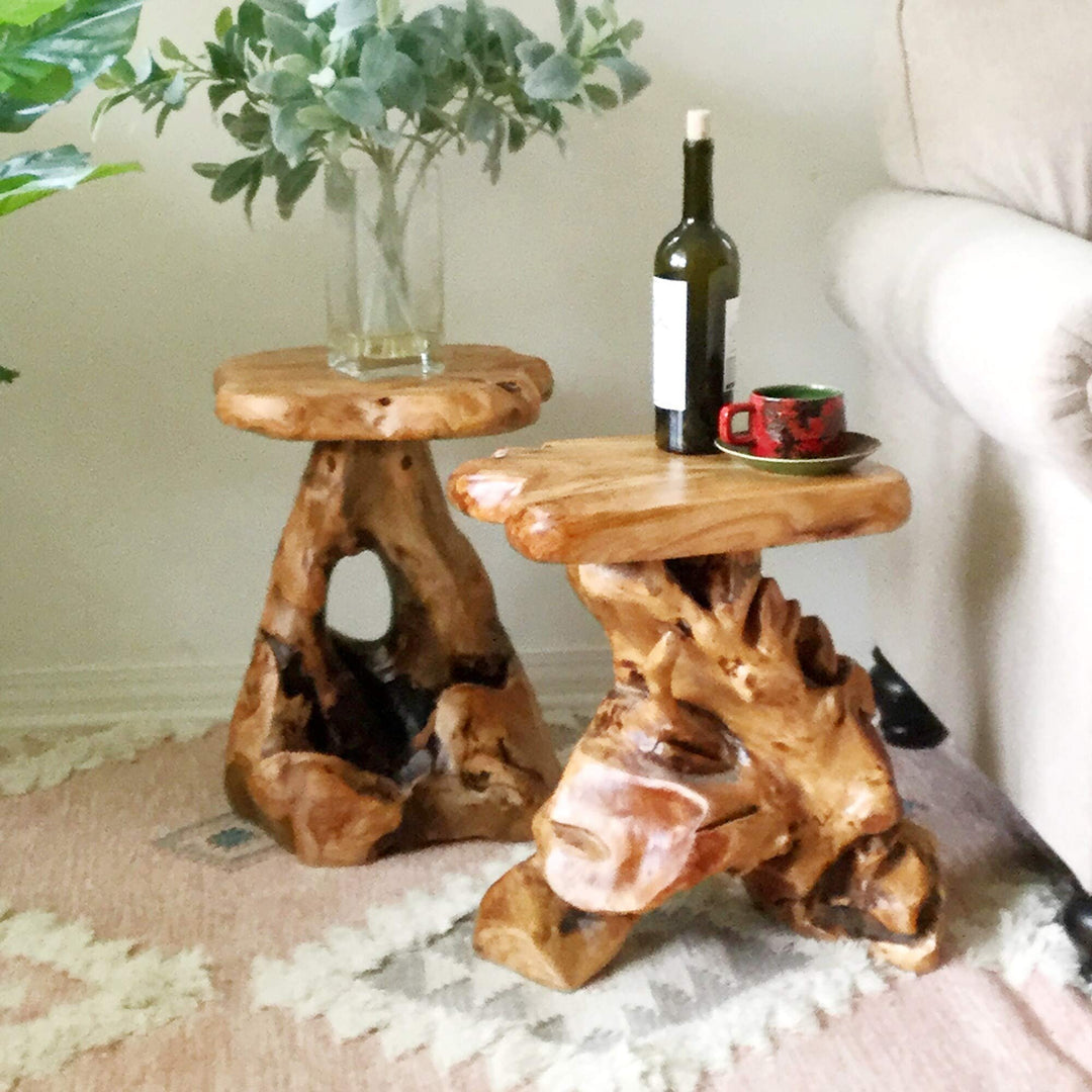 Cedar Roots Natural Flower Stand Reclaimed Woods End Table Finish Wood - Diamond Home USA