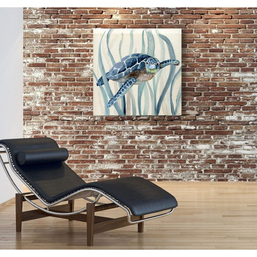 Wexford Home Turtle in Seagrass I -Gallery Wrapped Canvas - Yellow Blue Gen 40x40 - Diamond Home USA