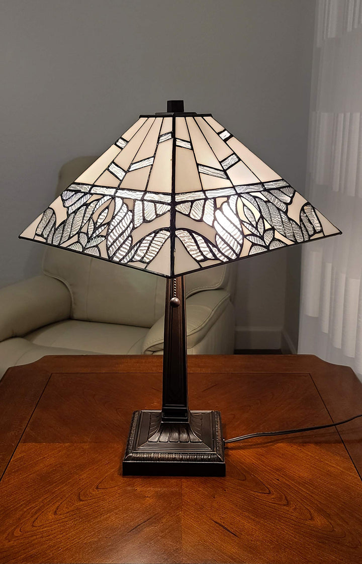 Amora Lighting AM306TL14 Tiffany Style White Mission Table Lamp 22"H x 14"W - Diamond Home USA
