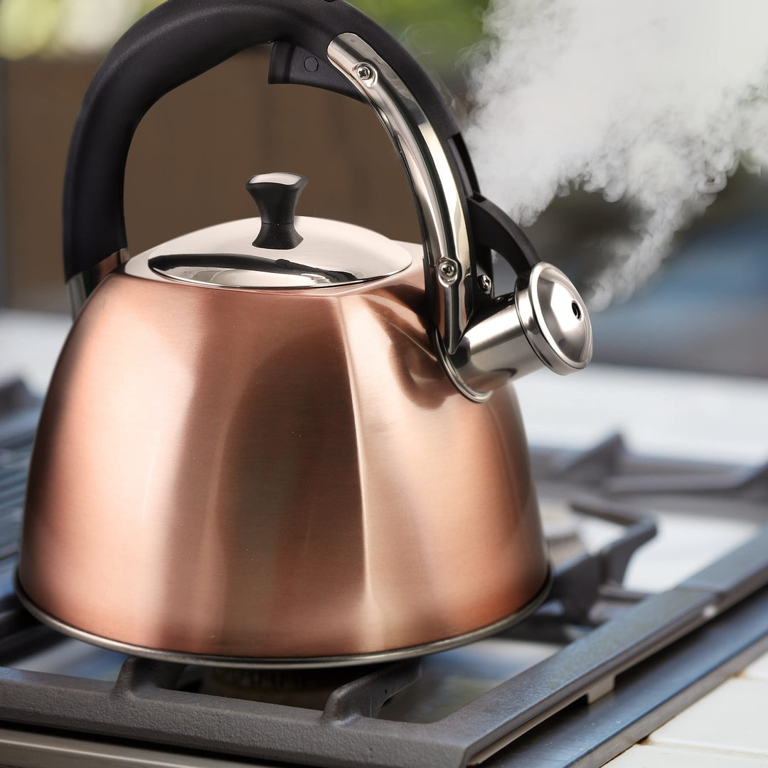 2.5 Quart Tea Kettle in Copper Bronze Stainless Steel - Diamond Home USA
