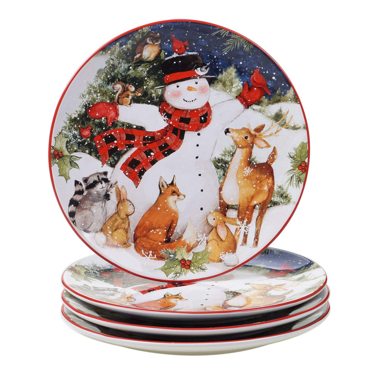 Magic of Christmas Snowman 16-Piece Dinnerware Set Service for 4 Green Multi - Diamond Home USA