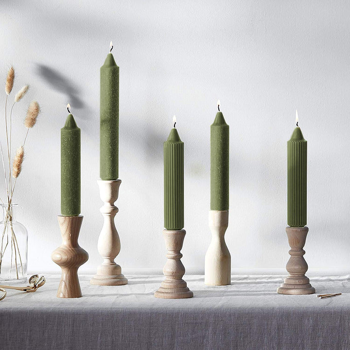 Root Unscented Grecian Collenettes Dinner Candles 7-Inch Tall Box of 4 Dark
