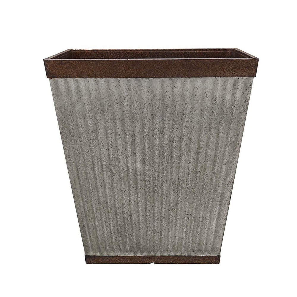 Southern Patio 16" Rustic Resin Faux Galvanized Square Planter 20.5" Round