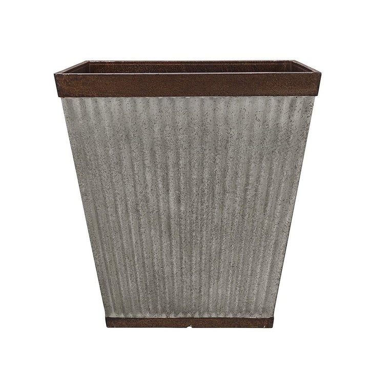 Southern Patio 16" Rustic Resin Faux Galvanized Square Planter 20.5" Round