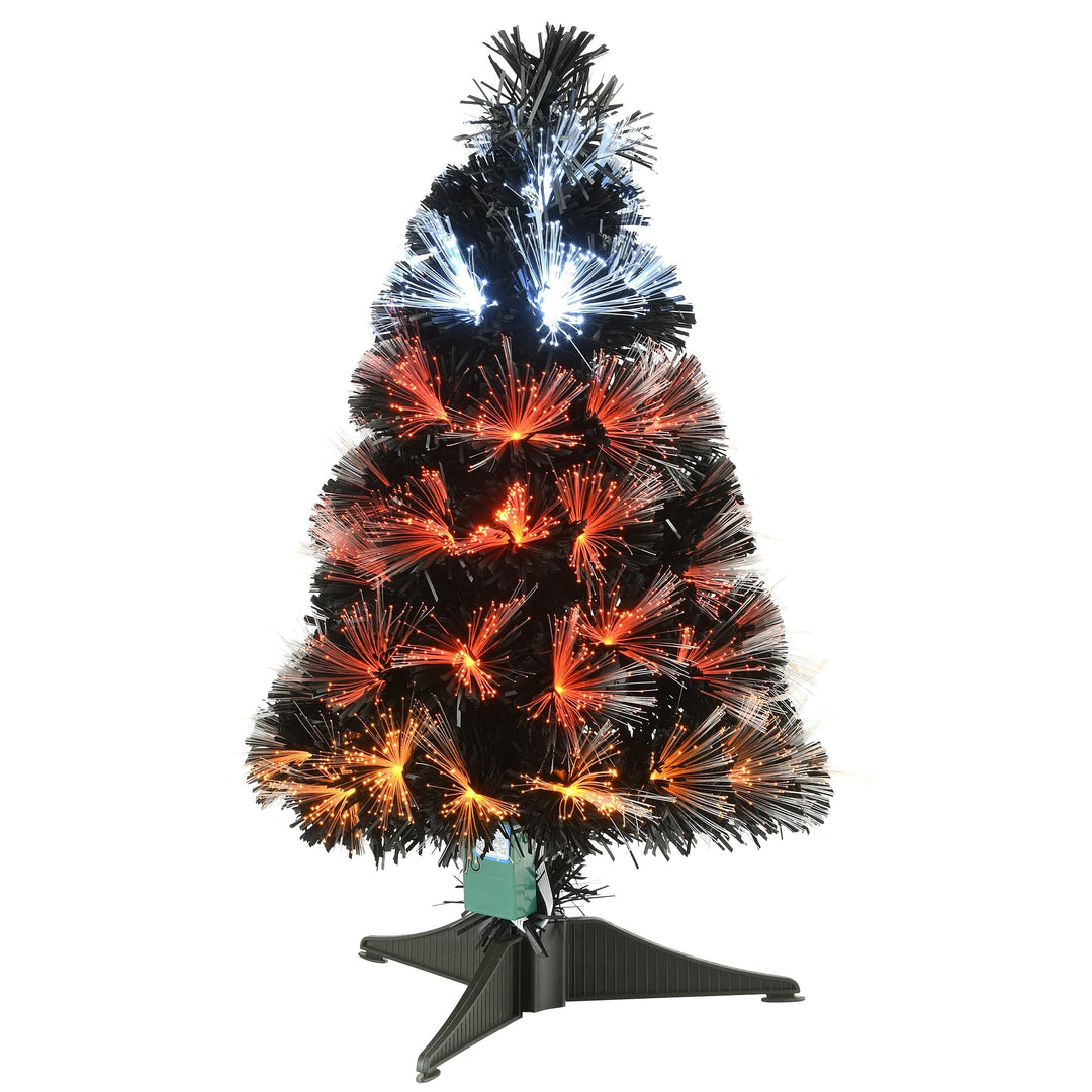 2 Ft. Black Fiber Optic Tree with Candy Corn Color Lights