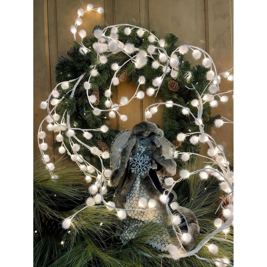 Led Snow Ball Garland Warm White 6 Ft Led Lights - Diamond Home USA