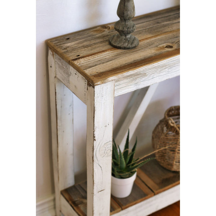 White Combo A-Frame Console Farmhouse Rectangular Reclaimed Wood Natural - Diamond Home USA