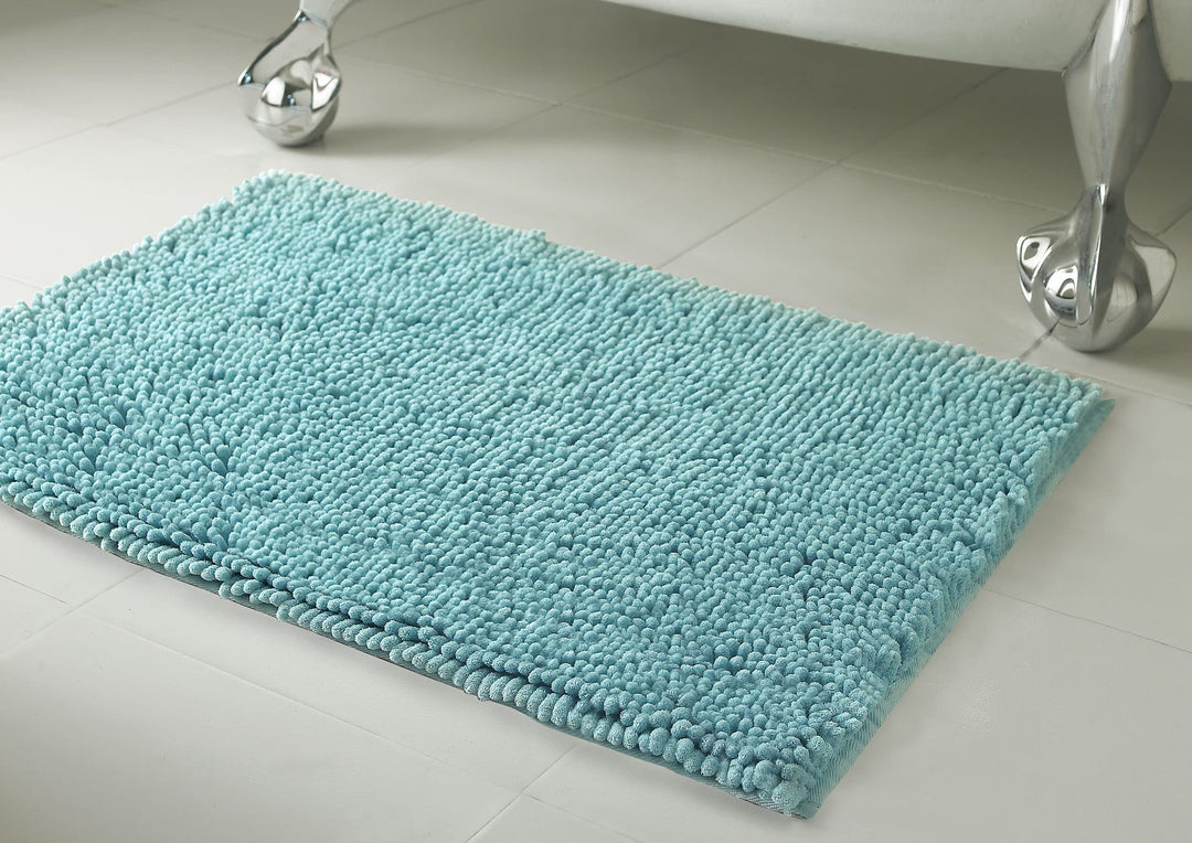 Resort Collection Plush Shag Chenille 2-Piece 17 x 24" Bath Mat Set Aqua - Diamond Home USA