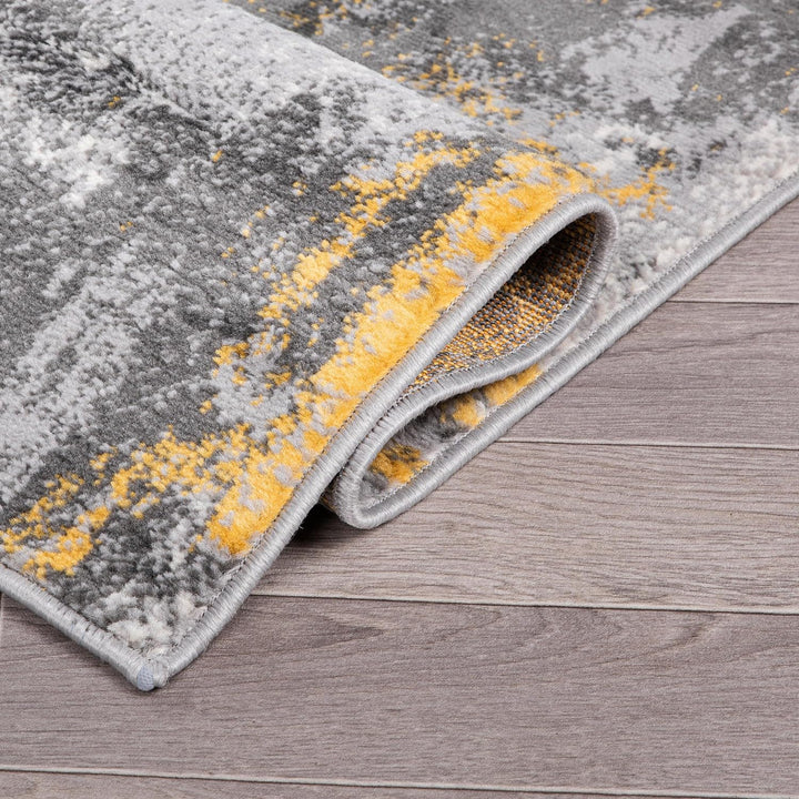 Rugshop Brighton Modern Abstract Stain Resistant Soft Runner Rug 2' x 7' Yellow - Diamond Home USA