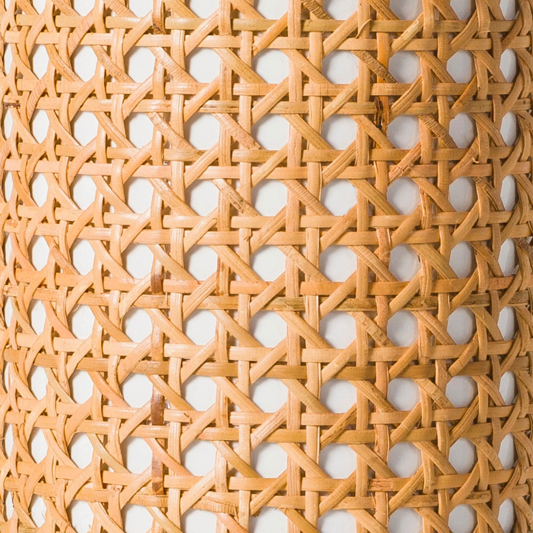 Ceramic and Wicker Cylindrical Table Lamp 24" h X 12" w 12" d Beige White - Diamond Home USA