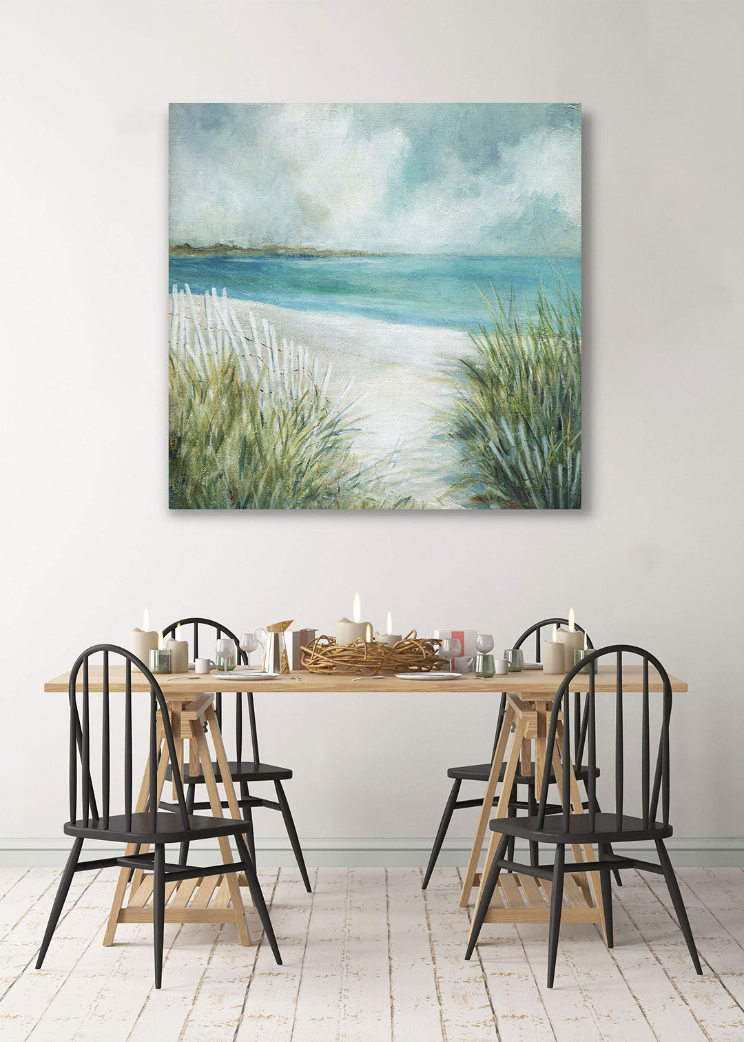 Wexford Home Coastal Fences-Gallery Wrapped Canvas Art Print 16x16 - Diamond Home USA
