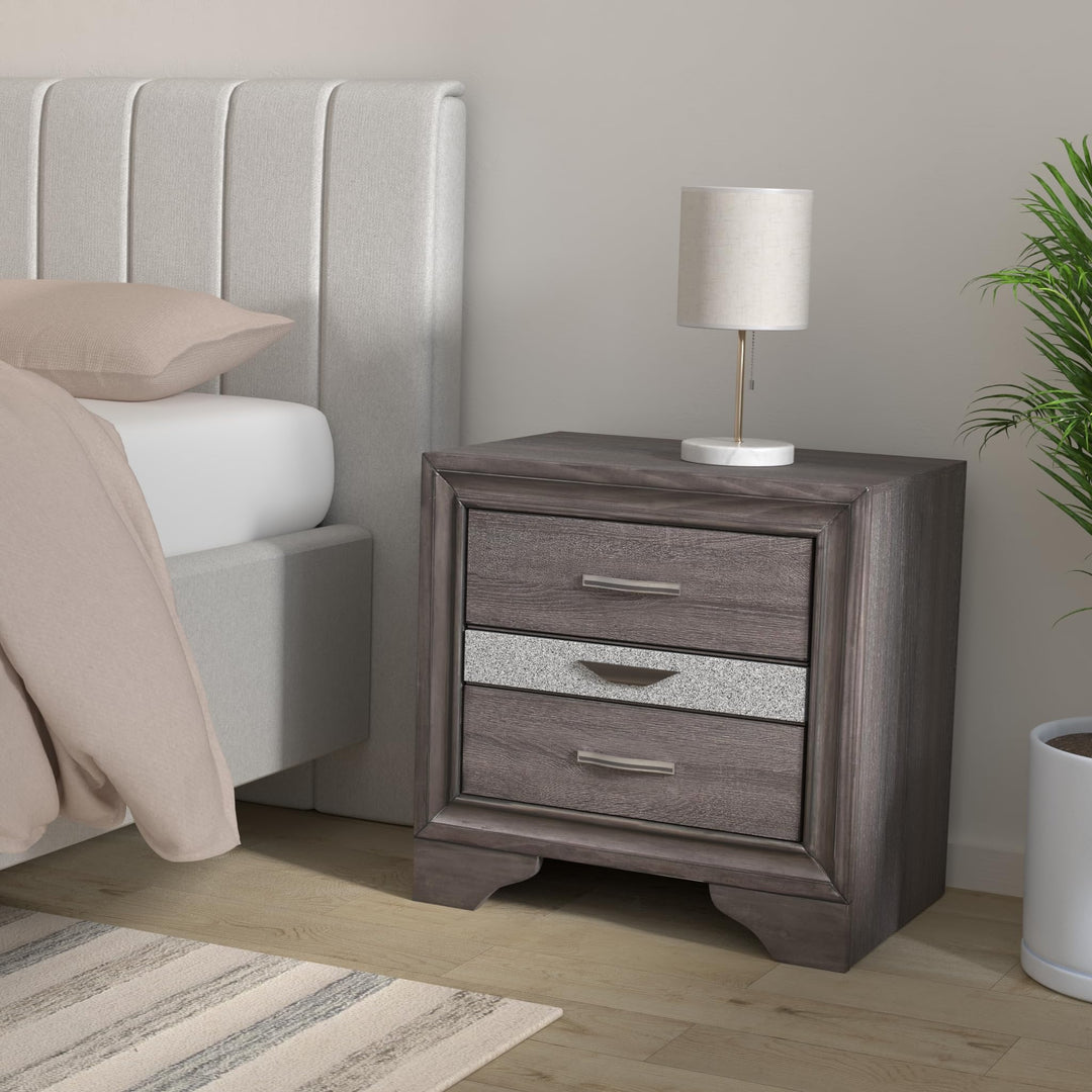 Global Furniture USA Seville Nightstand in Gray Nighstand - Diamond Home USA